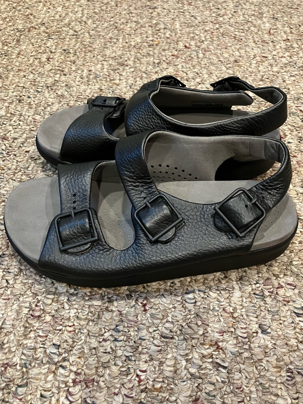 SAS Duo Sandal Black Leather Double Strap Adjustable Tripad Comfort Women's 8W - Picture 3 of 13